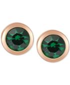 T Tahari Gold-tone Emerald Stone Stud Earrings