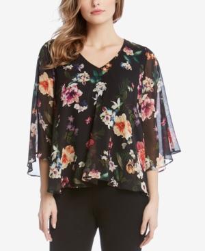 Karen Kane Floral-print Angel-sleeve Top