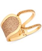 Guess Gold-tone Glitter In Stone Hinged Openwork Bangle Bracelet