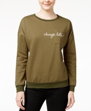 Pretty Rebellious Juniors' Always Late Graphic Sweatshirt