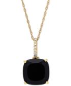 Onyx (10mm) & Diamond Accent 18 Pendant Necklace In 14k Gold