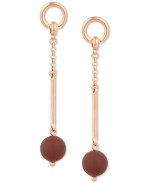 Lucky Brand Rose Gold-tone Painted Bead Linear Drop Earrings