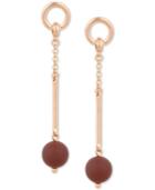 Lucky Brand Rose Gold-tone Painted Bead Linear Drop Earrings