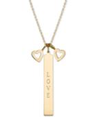 Sarah Chloe Heart & Message Bar Triple Charm 16-18 Pendant Necklace In 14k Gold-plated Sterling Silver