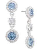 Givenchy Silver-tone Clear & Colored Crystal Triple Drop Earrings