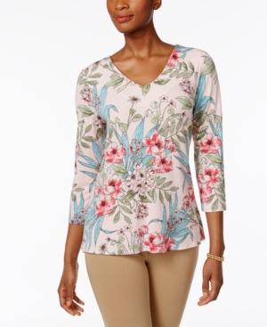 Charter Club Floral-print Layered-back Top, Only At Macy's