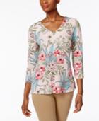 Charter Club Floral-print Layered-back Top, Only At Macy's