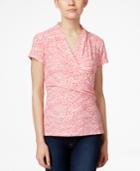 Charter Club Petite Printed Crossover Wrap Top, Only At Macy's