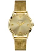 Guess Men's Diamond Accent Gold-tone Stainless Steel Mesh Bracelet Watch 40mm U0280g3