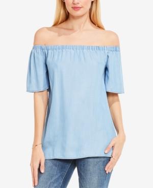 Two By Vince Camuto Off-the-shoulder Chambray Top