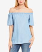 Two By Vince Camuto Off-the-shoulder Chambray Top