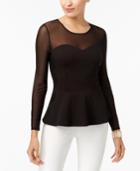 Thalia Sodi Illusion-sleeve Peplum Top, Created For Macy's