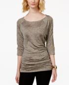 Inc International Concepts Ruched Zip-detail Top, Only At Macy's
