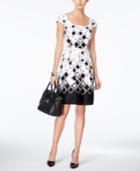 Nine West Printed Cap-sleeve A-line Dress