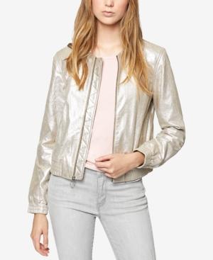 Sanctuary Metallic Leather Bomber Jacket