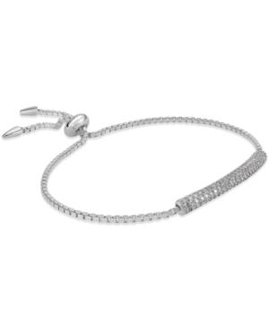 Studio Silver Cubic Zirconia Adjustable Slide Bracelet In 18k Gold Over Sterling Silver Or Sterling Silver
