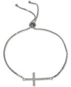 Giani Bernini Cubic Zirconia East West Cross Slider Bracelet In Sterling Silver, Created For Macy's