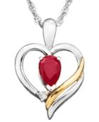 14k Gold And Sterling Silver Pendant, Ruby (1/2 Ct. T.w.) And Diamond Accent
