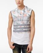 Univibe Men's Beasley Stripe Floral-print Hooded Cotton Muscle T-shirt