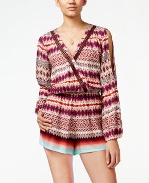 Jessica Simpson Narnia Printed Surplice Romper