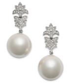 Nina Silver-tone Crystal & Imitation Pearl Drop Earrings