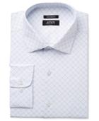 Alfani Black Men's Classic Fit Performance Stretch Blue/white Diamond Dress Shirt, Only At Macy's