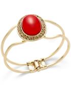 Thalia Sodi Gold-tone Red Stone Cutout Hinge Bracelet, Only At Macy's