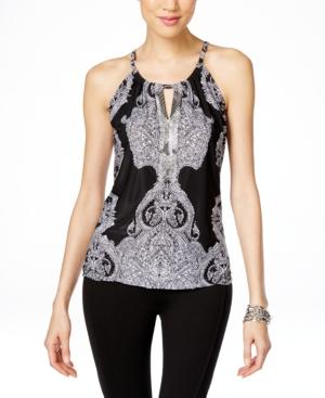 Inc International Concepts Printed Embellished Halter Top, Only At Macy's