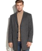 Dkny Charcoal Neat Slim-fit Wool-blend Overcoat