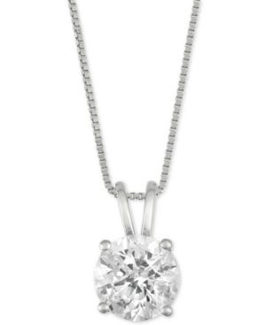 Diamond Solitaire 18 Pendant Necklace (1-1/2 Ct. T.w.) In 14k White Gold