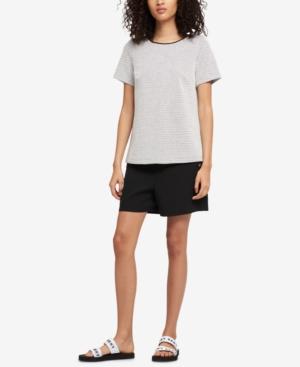 Dkny Jacquard Faux-leather-trim Top, Created For Macy's