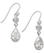 Cubic Zirconia Double Drop Earrings In 14k Yellow, White Or Rose Gold