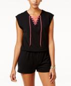 Material Girl Active Juniors' Lace-up Romper, Only At Macy's