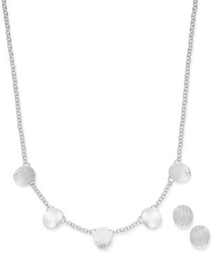 Charter Club Silver-tone Disc Detail Necklace And Stud Earrings