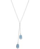 Vince Camuto Silver-tone Blue Stone Lariat Necklace