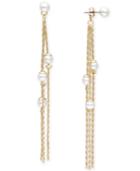 Inc International Concepts Gold-tone Imitation Pearl Fringe Drop Earrings, Only At Macy's