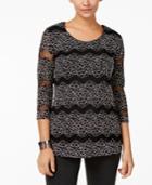 Jm Collection Sequined Lace Illusion Top, Created For Macy's
