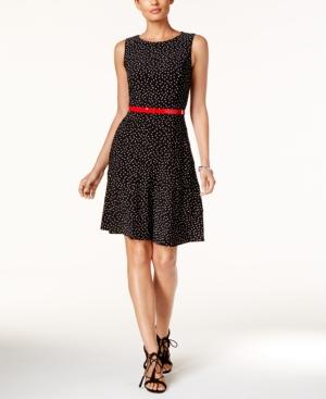 Tommy Hilfiger Polka-dot Belted Fit & Flare Dress