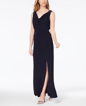 Alex Evenings Embellished Draped Cowl Gown