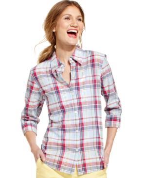American Living Plaid Button-front Shirt