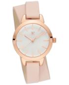I.n.c. Women's Blush Faux Leather Double Wrap Strap Watch 30mm, Created For Macy's