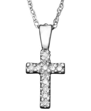 Children's 14k White Gold Pendant, Diamond Accent Cross