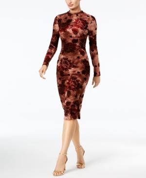 Endless Rose Velvet-flocked Printed Midi Dress