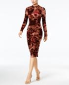 Endless Rose Velvet-flocked Printed Midi Dress