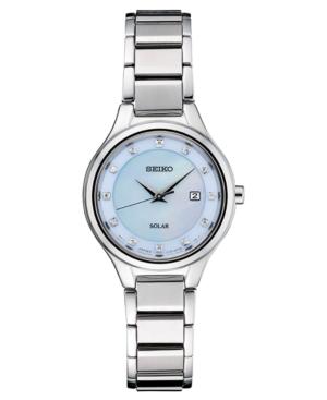 Seiko Women's Solar Diamond-accent Silver-tone Stainless Steel Bracelet Watch 29mm