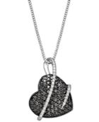 Sterling Silver Necklace, Black And White Diamond Heart Pendant (1 Ct. T.w.)