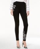 Inc International Concepts Embroidered Ponte-knit Leggings, Created For Macy's
