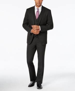 Kenneth Cole Reaction Men's Slim-fit Charcoal Vested Suit