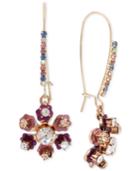 Betsey Johnson Gold-tone Crystal Floral Drop Earrings