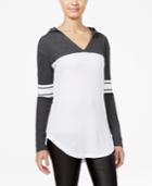 Ultra Flirt Juniors' Waffle-knit Football Hoodie Tunic